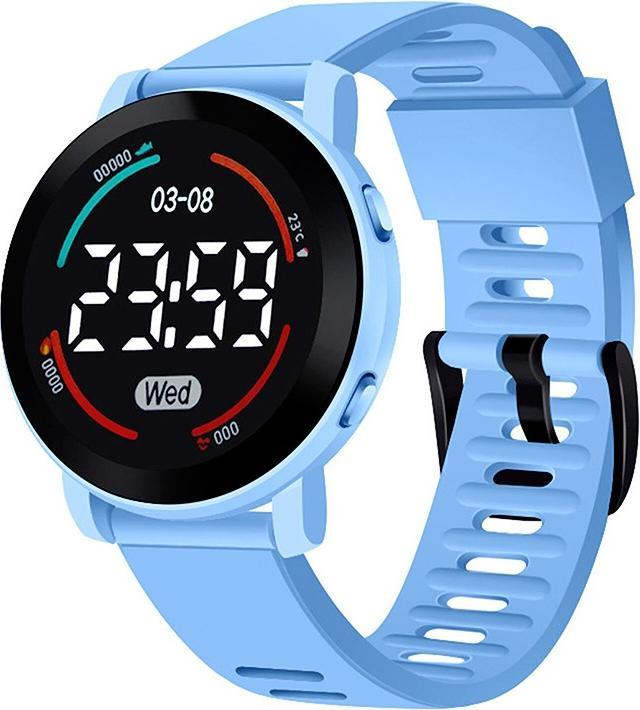 Image du produit Cbx Montre numérique à LED M6 Sport avec bracelet en silicone Affichage 12 heures bleu clair (40 mm)
