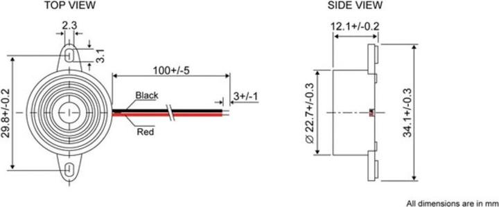 Actual product image Velleman SV3N Subminiature Buzzer 8-15Vdc (Various)