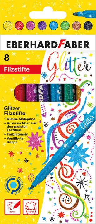 Immagine prodotto EberhardFaber Penna in fibra Glitter (Multicolore, 8 x)