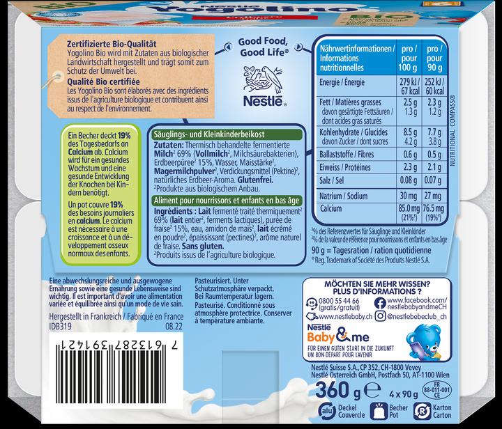 Nährwerte und Zutaten Yogolino Bio Erdbeere (360 g)