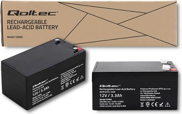 Produktbild Qoltec AGM 53065 (12 V, 3.30 Ah)