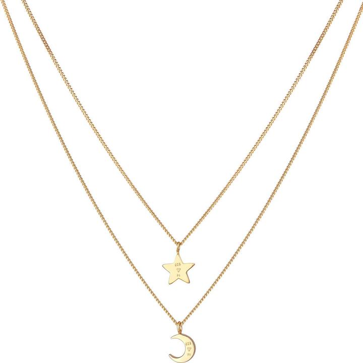 Image du produit Elli Collier Kids Layer cristal étoile demi-lune 925 argent (Argent sterling 925, Cristal de verre, 36 cm)