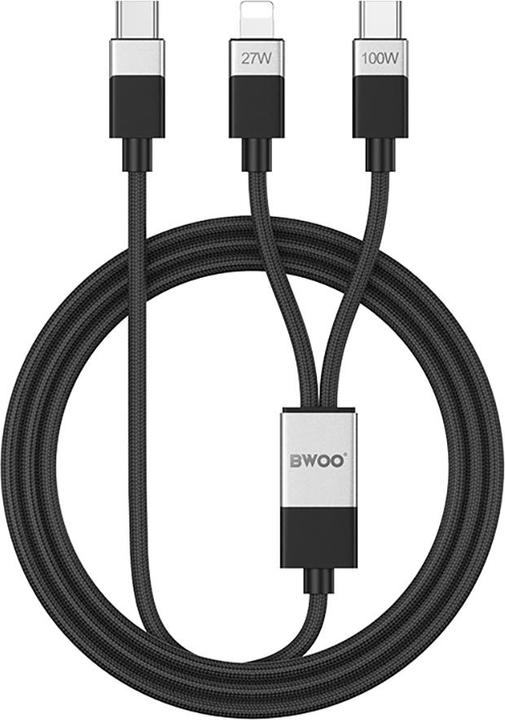 Bwoo Brained 100W/27W 2 in 1 USB-C to USB-C and Lightning cable (USB 3.2 Gen 1)