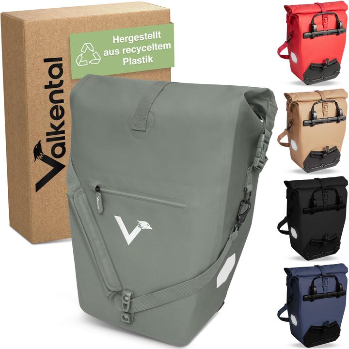 Valkental ValkOcean Gepäckträgertasche aus recyceltem Plastik (28 l, Gepäckträgertasche)