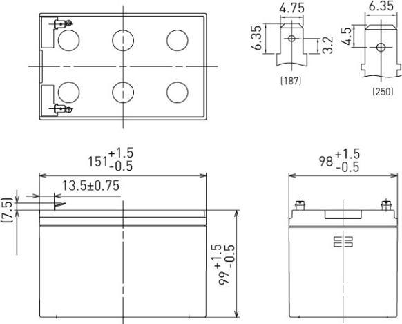 Produktbild CSB EVH12150X3 Akku als Ersatz für den Panasonic LC-CA1216P1 Blei Akku (12V)