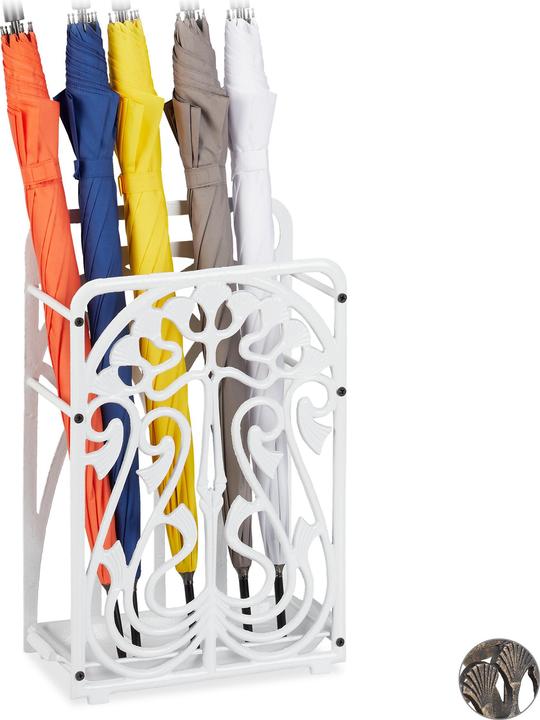 Actual product image Relaxdays Cast Iron Umbrella Stand, Rectangular (30.5 x 16 x 48.5 cm)