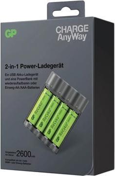 Produktbild GP Batteries Battery Charger Charge Anyway (1 Stk., AAA, AA, 2600 mAh, Ladegerät inkl. Akku)