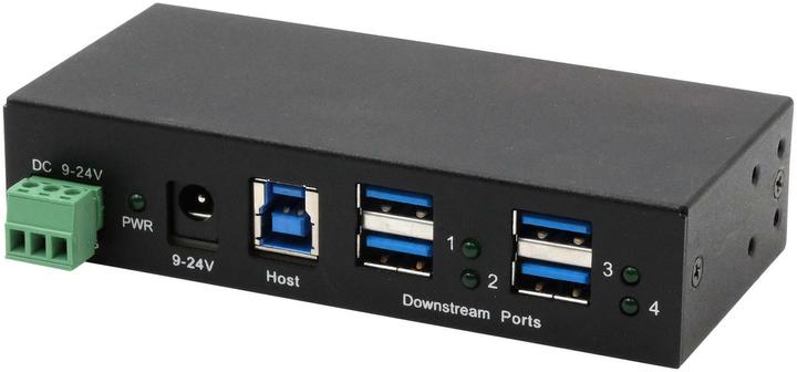 Image du produit Exsys 4 ports USB 3.2 Gen 1 HUB Boîtier métallique, câble USB 3.0, rail Din et support mural inclus (USB-B, 4 Ports)