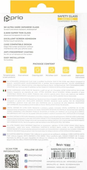 Immagine prodotto prio Vetro di protezione del display per Samsung A22 trasparente (1 Pezzo/i, Samsung Galaxy A22)