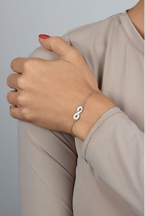 Produktbild Brilio Silver - Gold Plated White Opal Infinity Bracelet BRC208Y