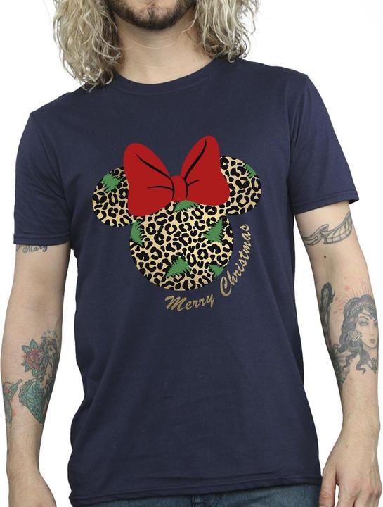 Actual product image Disney Mens Minnie Mouse Leopard Christmas T-Shirt (L)