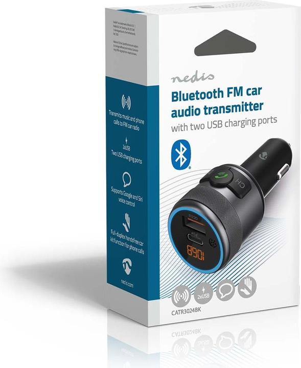 Produktbild Nedis Kfz Audio FM Transmitter - Fest - freisprechend - 1" - Amber Screen - Bluetooth - PD 18 W/PD 2