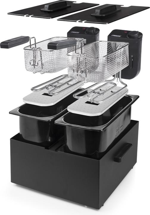 Produktbild Princess 183028 Double Black Fryer, Deep fryer, 6 L, 1.8 kg, 190 °C, Double, Black