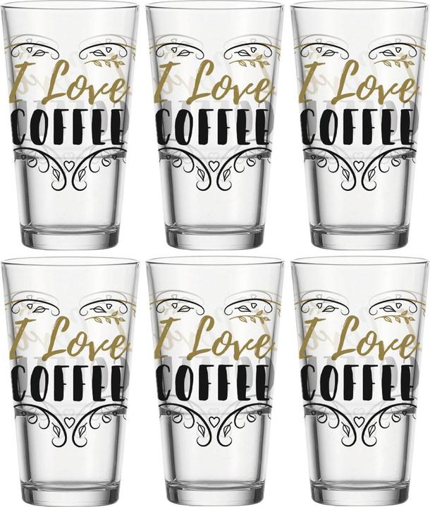 Actual product image Montana: Latte Macchiato I LOVE COFFEE 330 ml, 6 pieces, Transparent (330 ml, 6 x)
