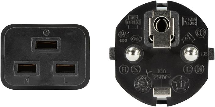 Produktbild LogiLink Power Cord CEE 7/7-IEC C19 black 1.80m (1.80 m)