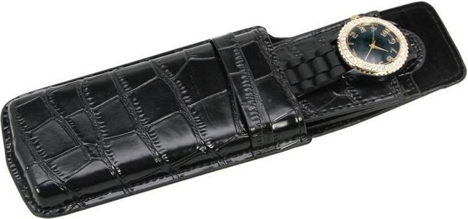 Actual product image Safe Watch case with genuine black leather