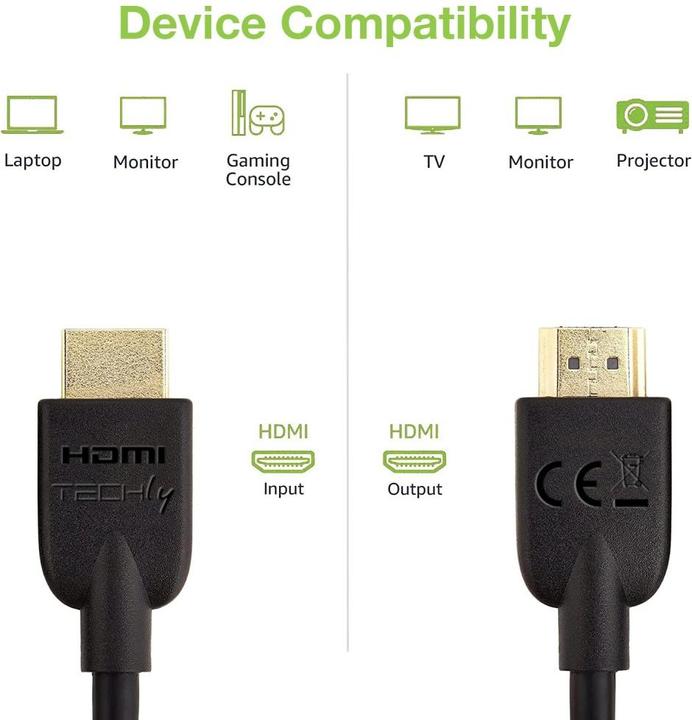Actual product image Techly HDMI 4K 60Hz High Speed Connection Cable with Ethernet black 0.5m (0.50 m, HDMI)