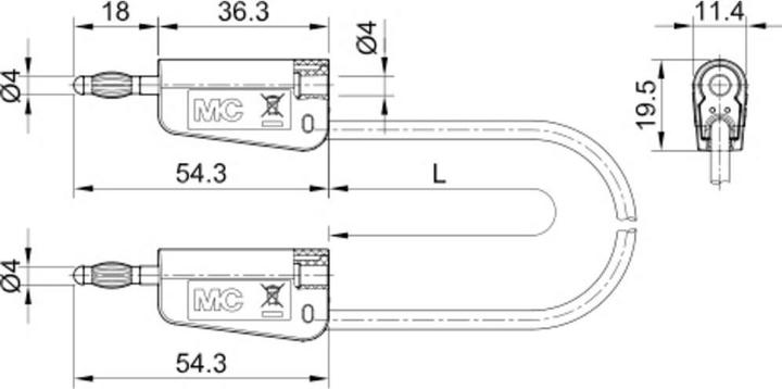 Immagine prodotto Stäubli LK-4A-F25 Cavo di misura ( - ) 100 cm Grigio 1 pz.