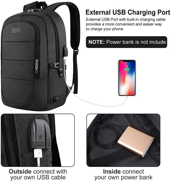 Produktbild Ambor Laptop Rucksack Herren, 17,3 Zoll mit USB