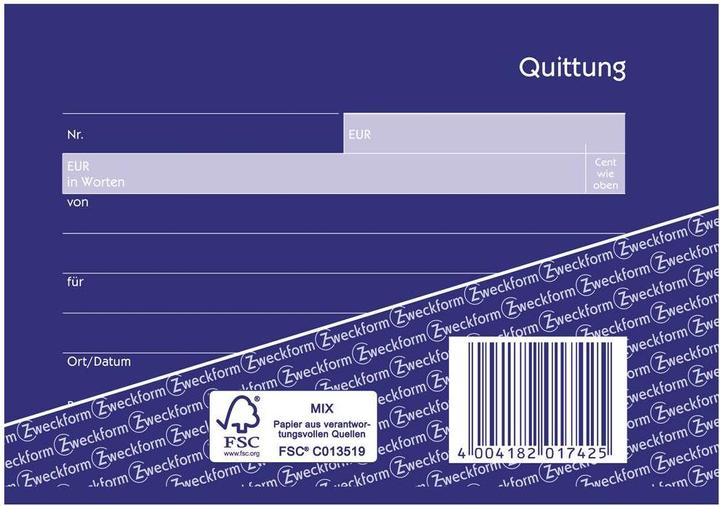 Produktbild Avery Quittung Kleinunternehmer ohne MwSt., A6 quer (40 x)