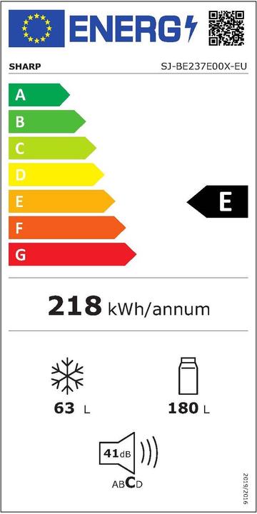 Energie-Label Sharp SJ-BE237E00X-EU (243 l)