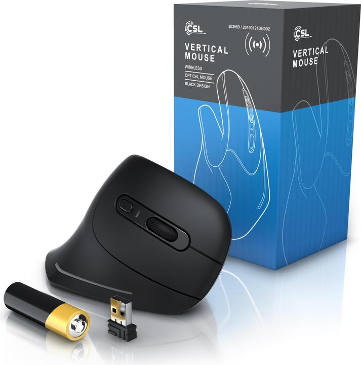 Produktbild CSL ergonomische Maus, Funk, kabellos, kabellose Vertikal Mouse, Vertikalmaus armschonend & ergonomisch (Kabellos)