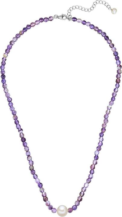 Actual product image Valero Pearls Ladies Sterling Silver Amethyst Freshwater Cultured Pearl Silver 40.0 cm Basic Necklace + 5.0 cm (Sterling Silver, 40 - 45 cm)