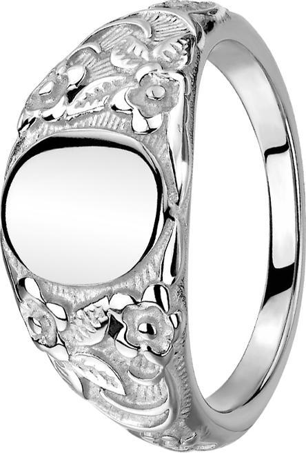 Image du produit Star Piercing Bague argent ovale plate avec fleurs (Acier chirurgical 316L, sans laiton)