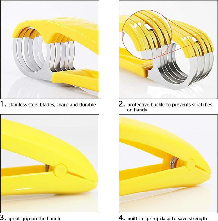 Image du produit ASMI Coupe-banane en acier inoxydable, coupe-fruits, coupe-légumes