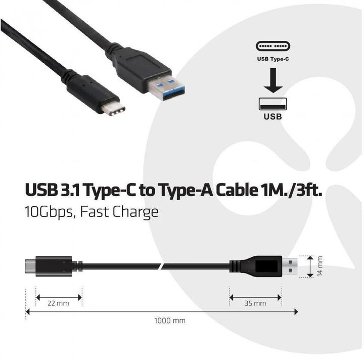 Produktbild Club 3D USB 3.1 Typ C -> Typ A (1 m, USB 3.1, 100 W)