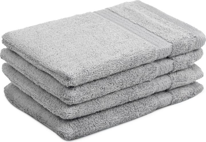 Casativo Set of 4 100% cotton wash gloves, silver (21 x 16 cm)
