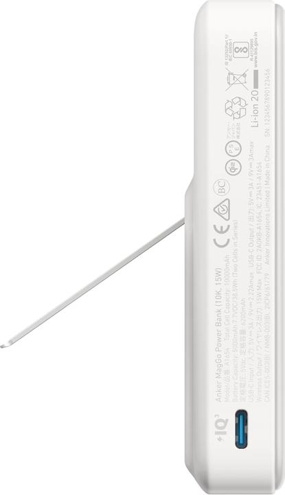 Produktbild Anker 633 magnetic Wireless Powerbank 15W 10000mAh 27W USB-C Port white (10000 mAh, 27 W, 27 Wh)