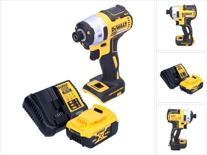 Produktbild DeWalt DCF 887 P1 Akku Schlagschrauber 18 V 205 Nm 1/4" Brushless + 1x Akku 5,0 Ah + Ladegerät (Akkubetrieb)