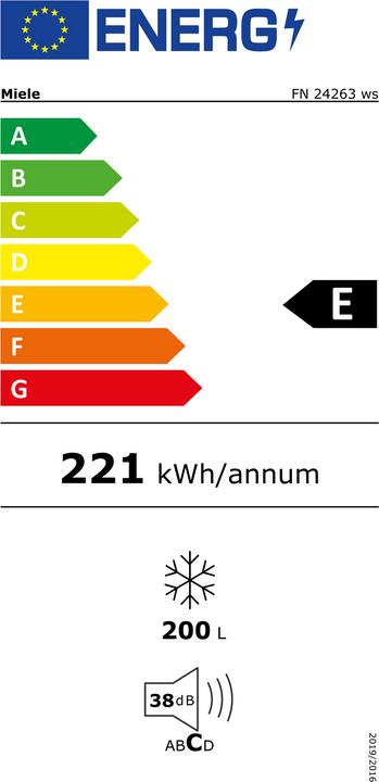 Energie-Label Miele Fn 24263 Ws (Freistehend, 200 l)