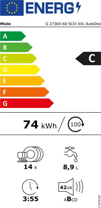 Energy Label Miele G 27365-60 SCVi XXL AutoDos