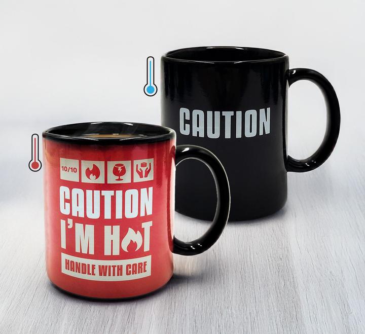 Actual product image Mad Monkey Caution I am Hot" mug - with colour change (300 ml, 1 x)