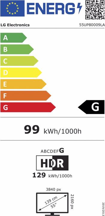 Label énergétique LG 55UP80009LA (55", LED, 4K)
