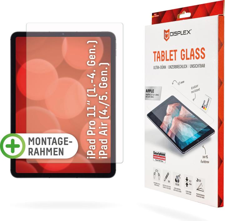 Displex Vetro per tablet, vetro protettivo per tablet (1 Pezzo/i, iPad Air 2022 (5a generazione), iPad Air 2020 (4. Gen), iPad Pro 11 2018 (1. Gen), iPad Pro 11 2020 (2. Gen), iPad Pro 11 2021 (3a generazione))