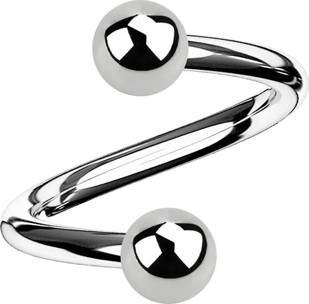 Immagine prodotto Star Piercing Spirale d'argento con due sfere (Acciaio chirurgico 316L, senza ottone)