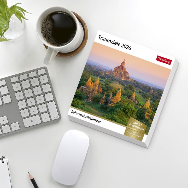 Actual product image Harenberg Traumziele Sehnsuchtskalender 2026 - Wochenkalender mit 53 Postkarten (German)