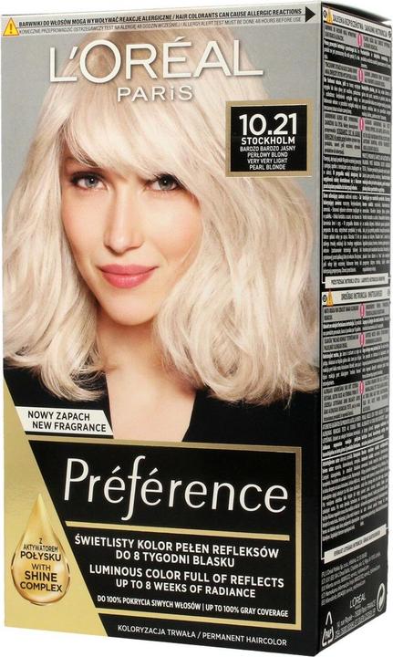 Actual product image L'Oréal Paris L'Oréal Preference hair dye Z2 10.21 Stockholm (Z2 10.21 Stockholm)