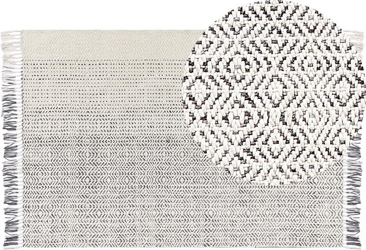 Beliani Wool Carpet White/Grey 160 x 230 cm OMERLI (160 x 8 cm)