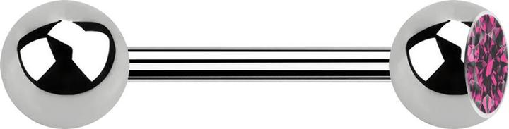 Image du produit Star Piercing Barbell argent avec boule et boule de cristal rose (sans laiton, Titane G23)