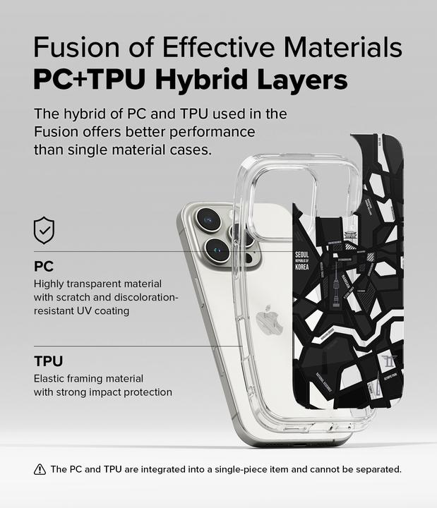 Actual product image Ringke Case for iPhone 16 Pro FUSION DESIGN SEOUL MAP BLACK (Apple iPhone 16 Pro)
