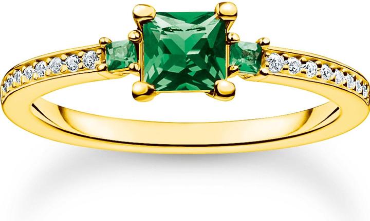 Image du produit Thomas Sabo Bague avec pierres vertes et blanches or (54, Argent 925)