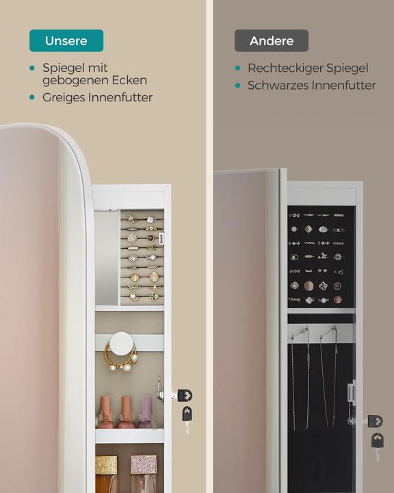 Image du produit Songmics Porte-bijoux miroir