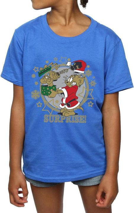 Actual product image Tom & Jerry Girls Christmas Surprise Cotton T-Shirt (140, 146)