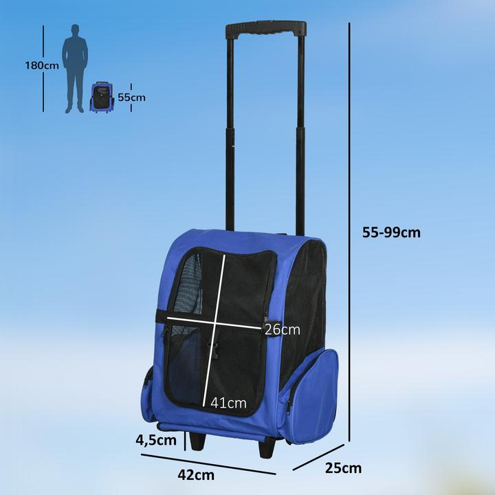 Produktbild PawHut 2 in 1 Hundetasche als Trolley oder Rucksack verwendbar (Hund, Atmungsaktiv)