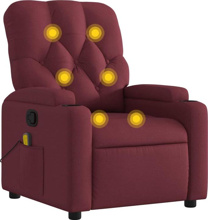 Actual product image VidaXL Massage chair wine red fabric,Colour: Wine red,Material: Fabric