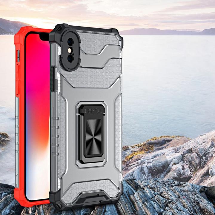 Produktbild Hurtel Crystal Ring Case Kickstand Tough Rugged Cover for iPhone XS Max red (Apple iPhone XS Max)